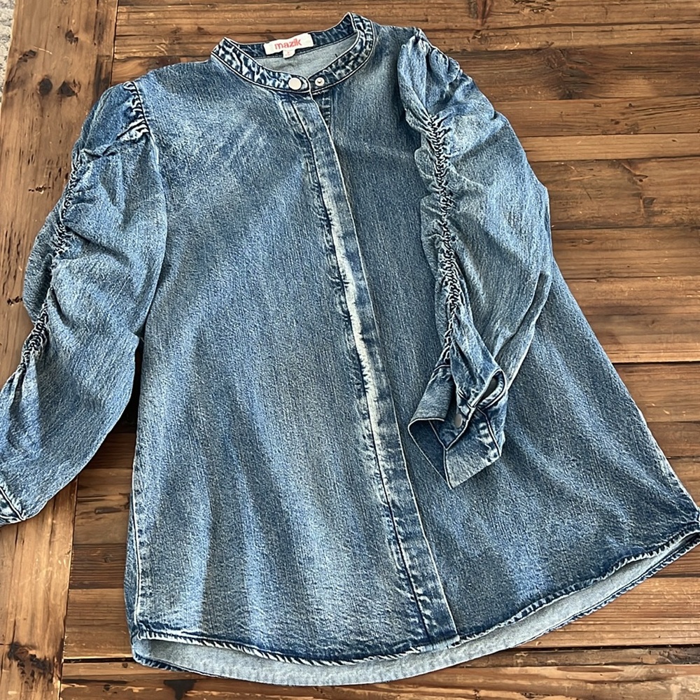 Euc Mazik Chic Washed Button Down Blouse, Size Me… - image 4